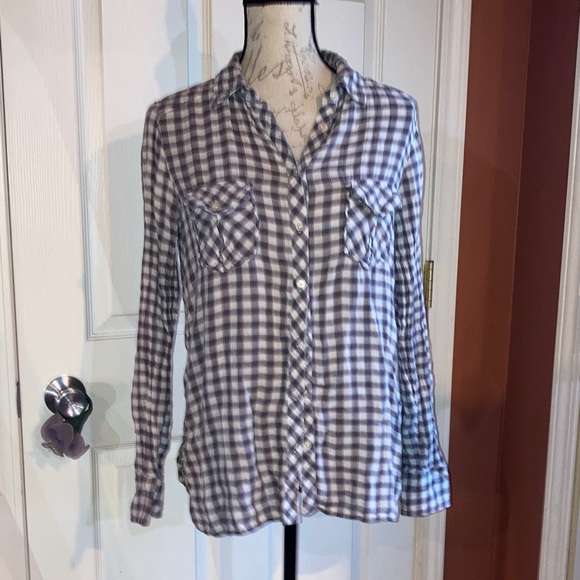 C&C California Tops - C & C California Womens Collared Button Down Plaid Long Sleeve Shirt S